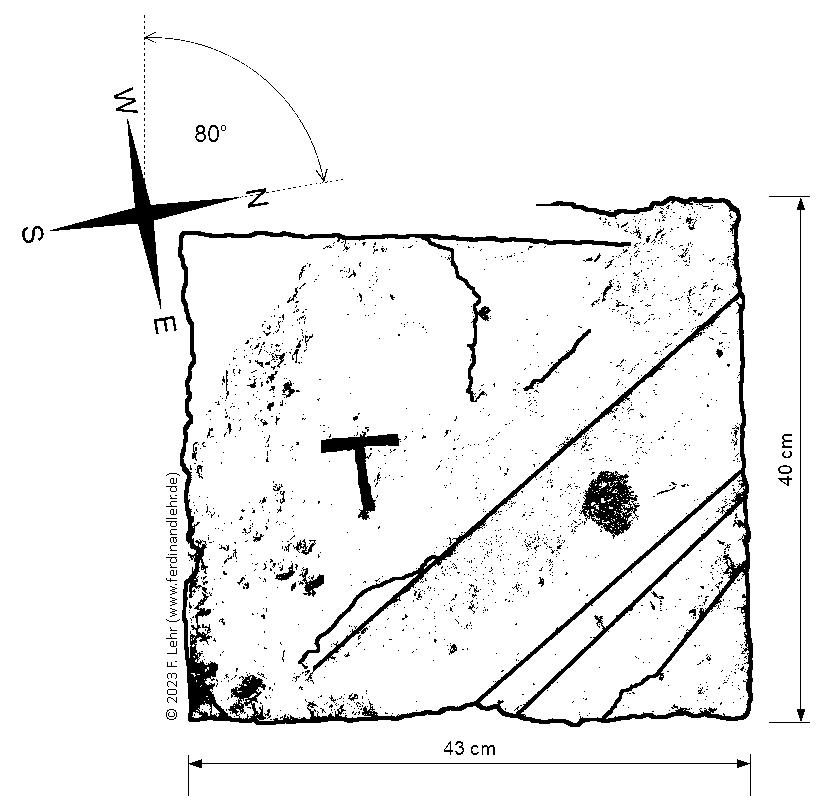 Schematische Zeichnnung von einem Beton- oder Gipsblock auf der Sternenschanze Lienzingen/Ötisheim